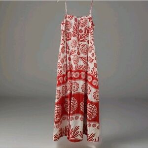 NWT Viral Calypso st Barth Shell Coral Red White Maxi Sun Dress Rio Size M